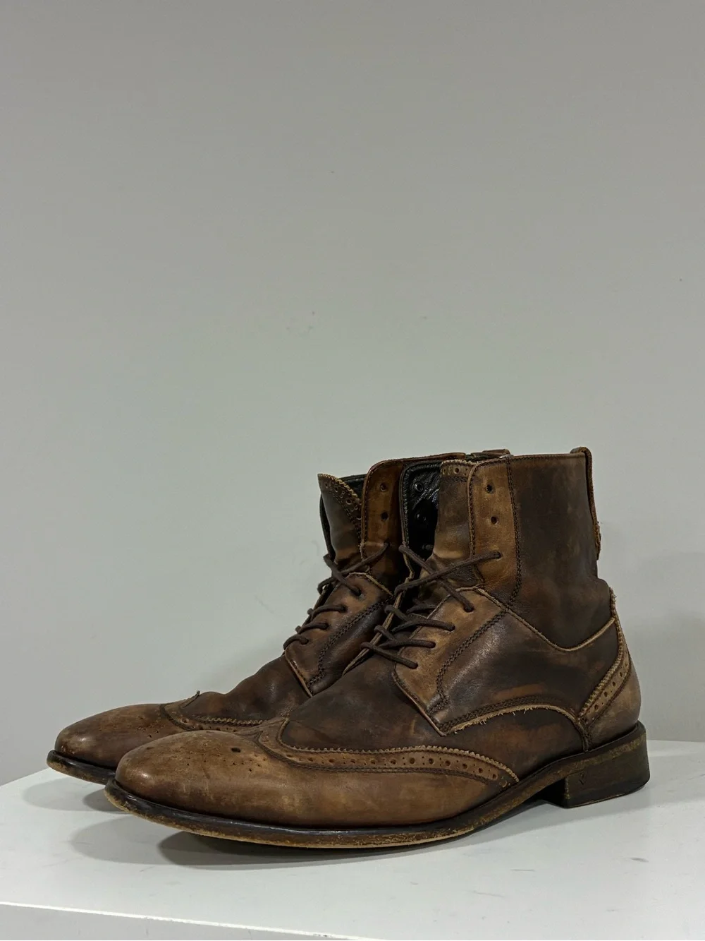 John Varvatos Collection Distressed Leather Boot Size EU 43 USA 10